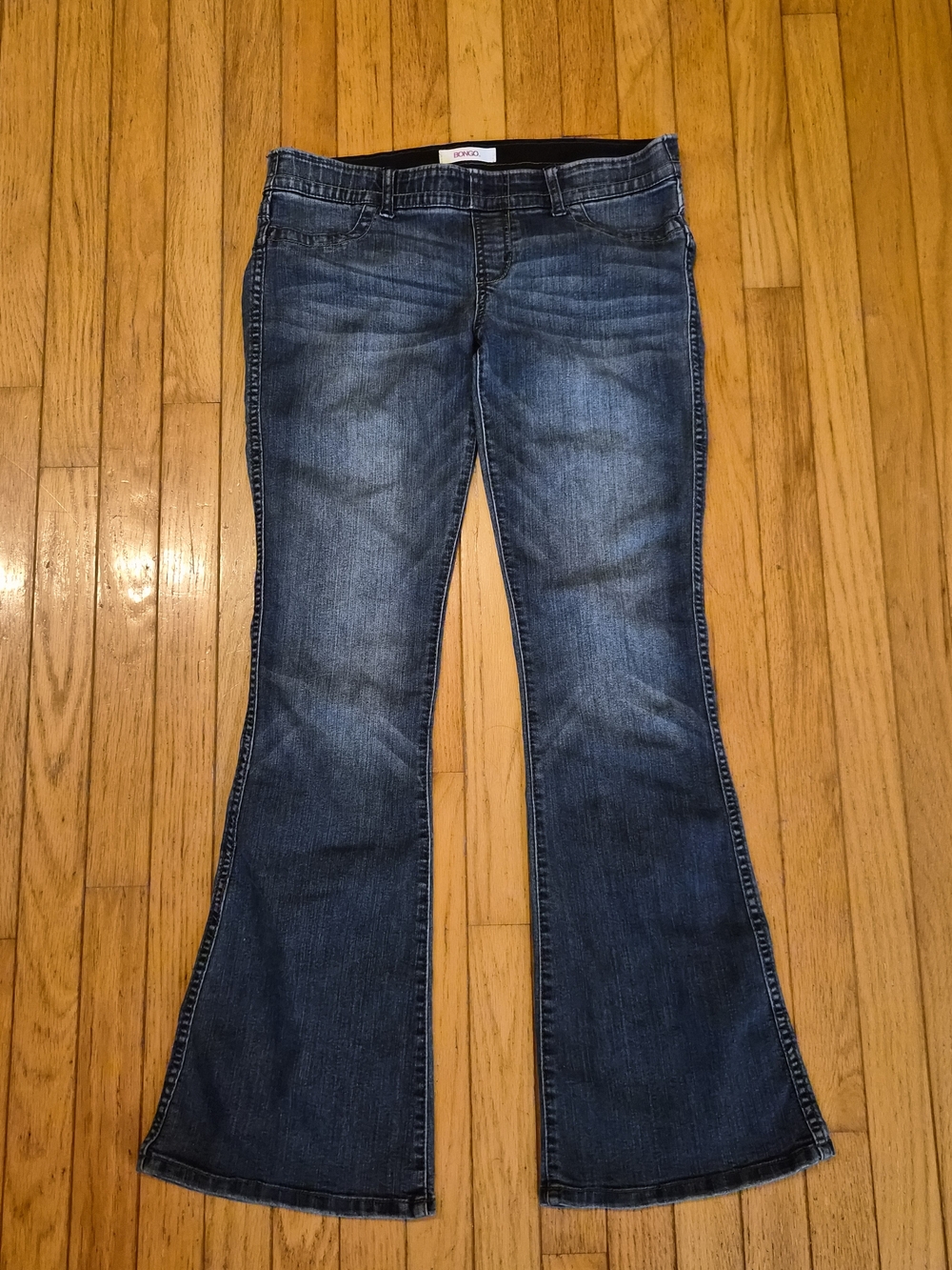 Bongo Pull-On High Rise Flare Bell Bottom Jeans Medium Wash - Size 11